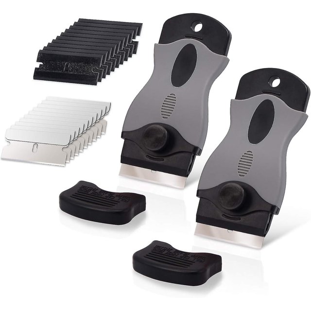 Raspador de cerámica de vidrio LzGUNGY con 10 espátulas de plástico y 10 hojas de metal color negro