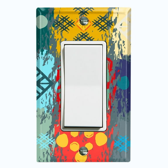 Metal Light Switch Plate Cover Colorful Ethnic Aztec Tribal Patch Pattern SFR049