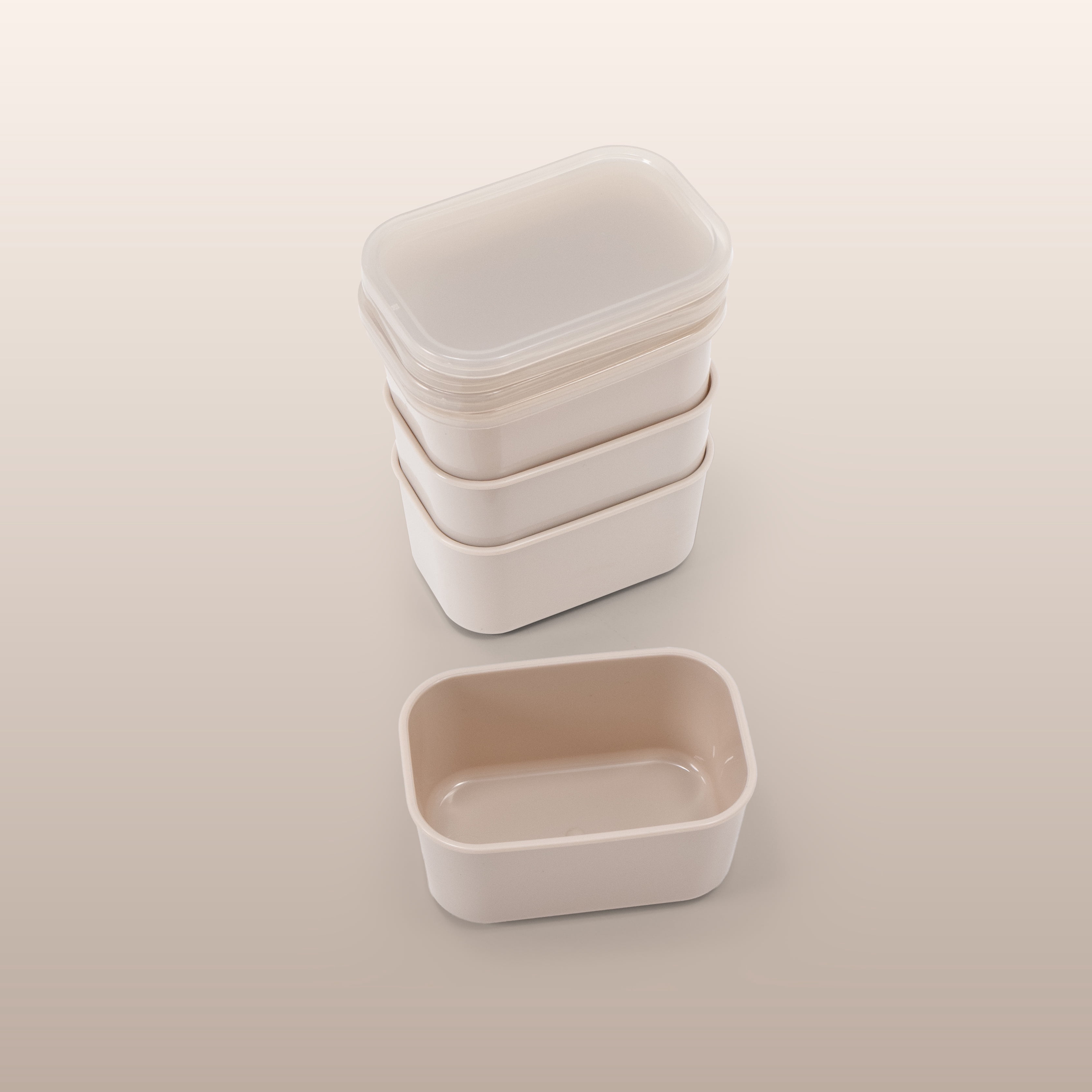 (2 pack) Cook with Color 4 Piece Snackle Box Pods with Lids, Taupe, Portable and Dishwasher Safe, Well Suited for Sauces, Snacks, and Small Lunch Items