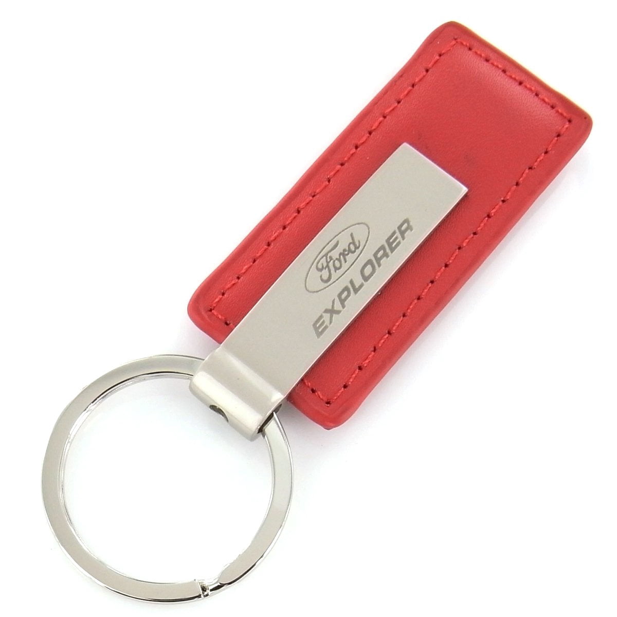 Genuine Ford Explorer Rectangular Leather Keychain - Black