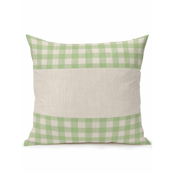1 Pack Outdoor Throw Pillow, Retro Green Waterproof Pillow with Insert Included, Farmhouse Buffalo Plaid Vintage Beige Decorative Accent Cushion Sofa Pillows for Patio Porch, 16 x 16 In
