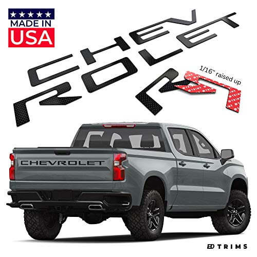 BDTrims Tailgate Raised Letters Compatible with 2019 2020 Silverado Models Black 