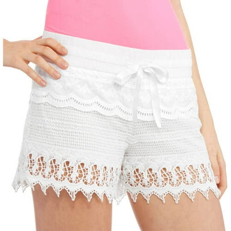 Juniors' Tie Front Crochet Shorts - Walmart.com