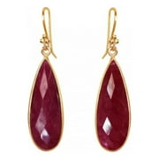 Ruby Teardrop - 14k Gold Vermeil Earrings