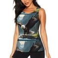 thumbnail image 3 of Goofa Forest River Bald Eagle Printed Womens Workout Tops for Women Sleeveless Yoga Shirts Athletic Running Tank Tops Sleeveless Gym Clothes Workout Apparel-Medium, 3 of 9