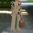 thumbnail image 5 of Textilo Women's 3 Pieces Pant Suits 3/4 Sleeve Floral Cardigan Sleeveless Top Wide Leg Pants Set Suits Spring 2026 Casual Outfits,Khaki S, 5 of 5