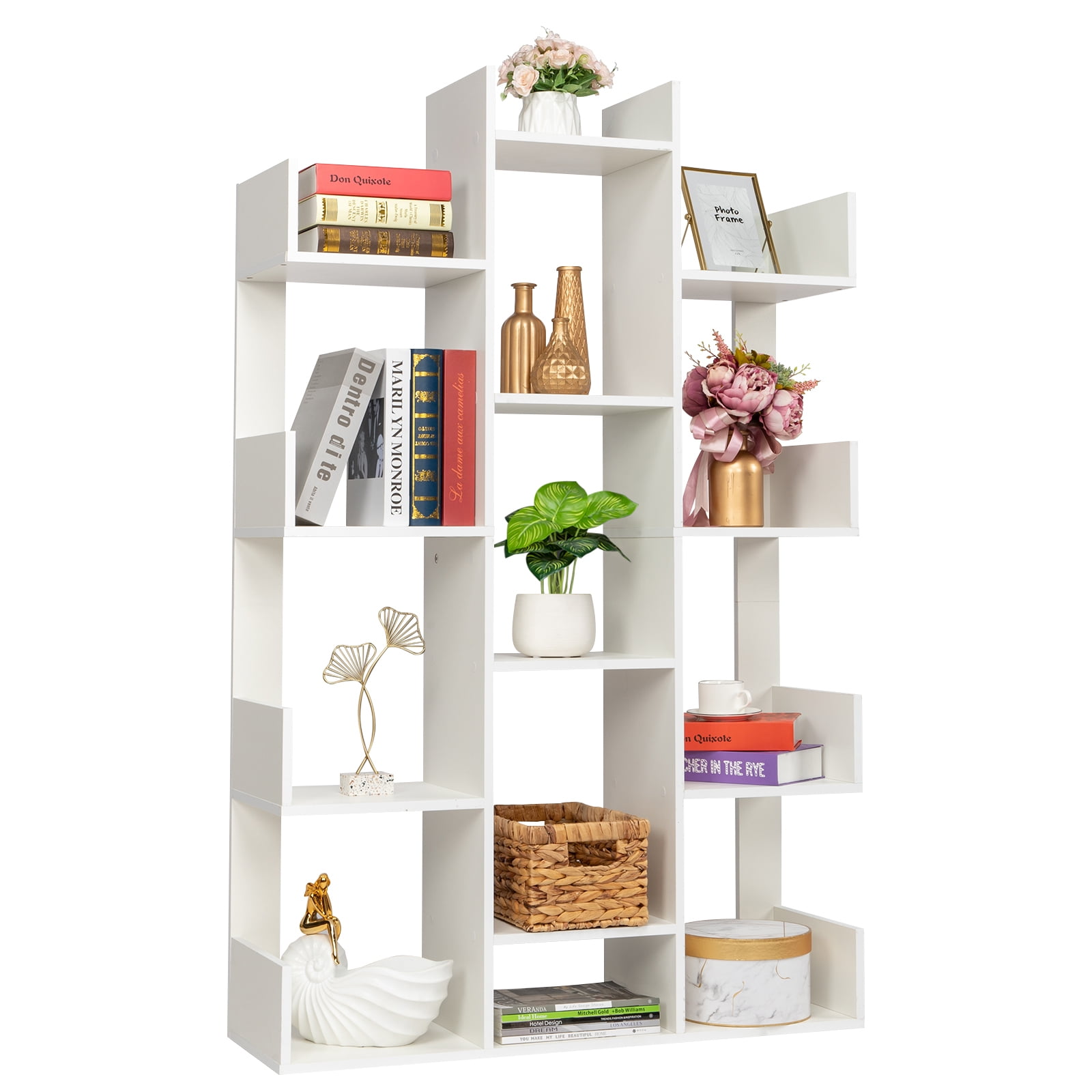 IVV Book Cases with Shelves, 12Shelf Modern Bookshelves Freestanding
