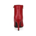 thumbnail image 2 of BLISSFUL STEP Women's Stiletto Heels Pointed Toe Side Zip Ankle Boots Red 9.5, 2 of 7
