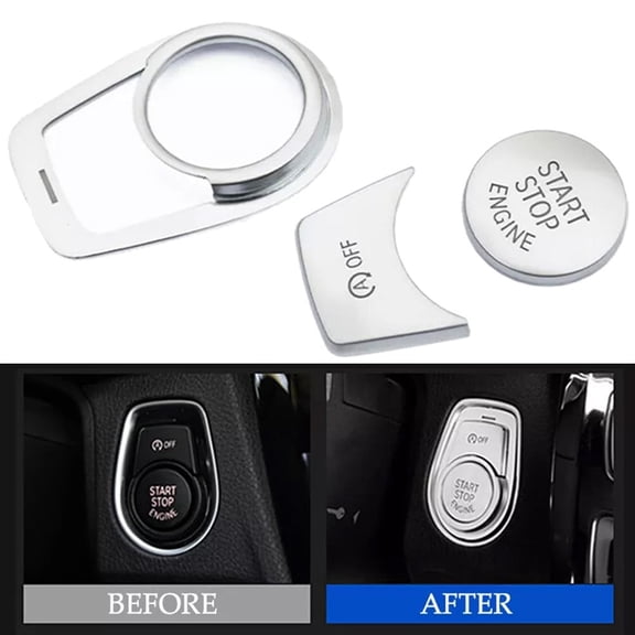 Silver Car Engine Start Stop Button Cover Trim For BMW 1 2 3 Series F30 For X1 X6