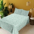 thumbnail image 2 of Ambesonne Leafy Scene Fitted & Flat Sheet with Shams 4 Pcs Set, Falling Dreamy Leaves, Calking, Almond Green White, 2 of 5