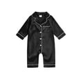 thumbnail image 2 of BemeyourBBs Newborn Baby Girl Boy Silk Satin Pajamas Rompers Kids Long Sleeve Button Down Pjs Infant One Piece Jumpsuit Loungewear Sleepwear, 2 of 10