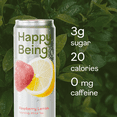 thumbnail image 5 of Happy Being Raspberry Lemon Sparkling White Tea – Antioxidant & Polyphenol Rich, Infused with Turmeric, Elderberry, Caffeine Free, Plant-Based, Low Sugar & Low Calorie Drinks, 12oz (16 Pack), 5 of 11