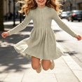 thumbnail image 3 of WGIZCVO Girls Long Sleeve Dresses Ribbed Knit Fall Winter Dress Crew Neck Casual A Line Dress with Pocket, 3 of 8