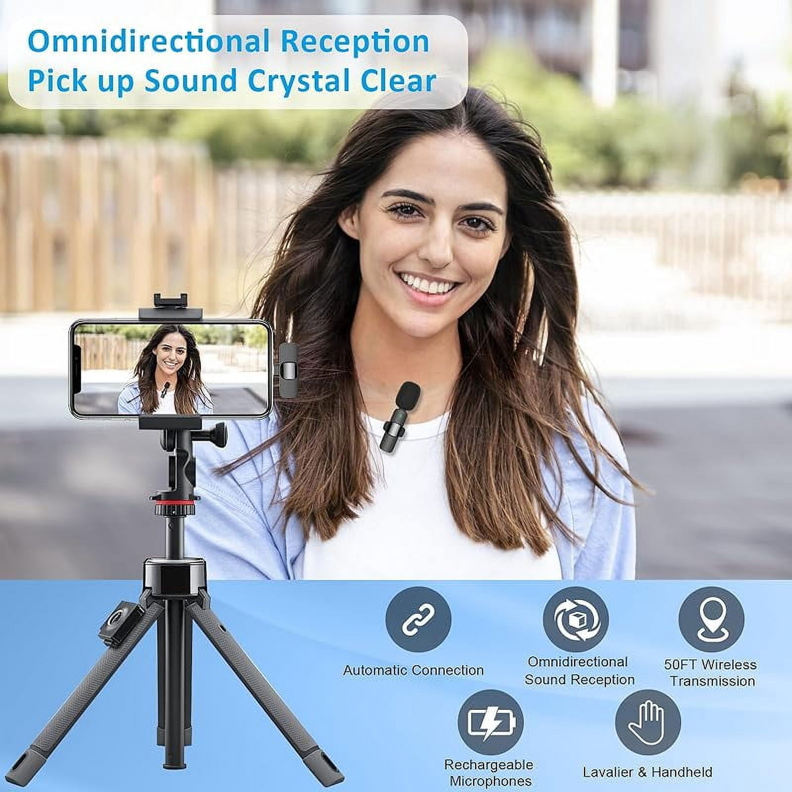 BMHNOONE Professional Wireless Tie Lapel Microphone for iPhone, iPad-Cordless Omnidirectional Condenser Recording Microphone for Interview Video Podcasting Vlog YouTube