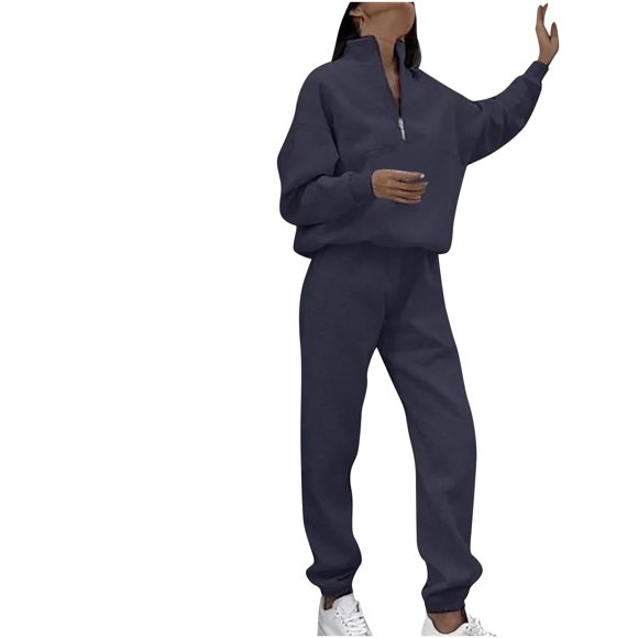 fheaev 2 Piece Sweatsuit Sets for Women Jogging Suit Long Sleeve Hoodies Matching Joggers Pullover Sweatshirts Sweatpants Tracksuit Sets Casual Outfits Set