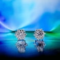 thumbnail image 2 of Stud Earrings Women Floral Round CZ Diamond Present Wedding Engagement Party Gift Circle Bridal Gift Minimalist Handmade Gift-10x10 mm, 2 of 7
