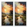 thumbnail image 2 of Designart "Coucher de Soleil sur une Rivière du Vietnam Delta II" Art Mural Encadré Vietnamien Ensemble de 2 - Ensemble de Cadres Muraux de Galerie de Paysages Rouges pour Décoration Intérieure, 2 of 6