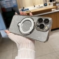 thumbnail image 2 of Magnetic Glitter Case for iPhone 15 Pro Max Compatible with Magsafe,360 Rotating Ring Magnetic Hidden Stand Case,Luxury Bling Full Camera Protector Shockproof Cover for Women Girls-Silver, 2 of 6