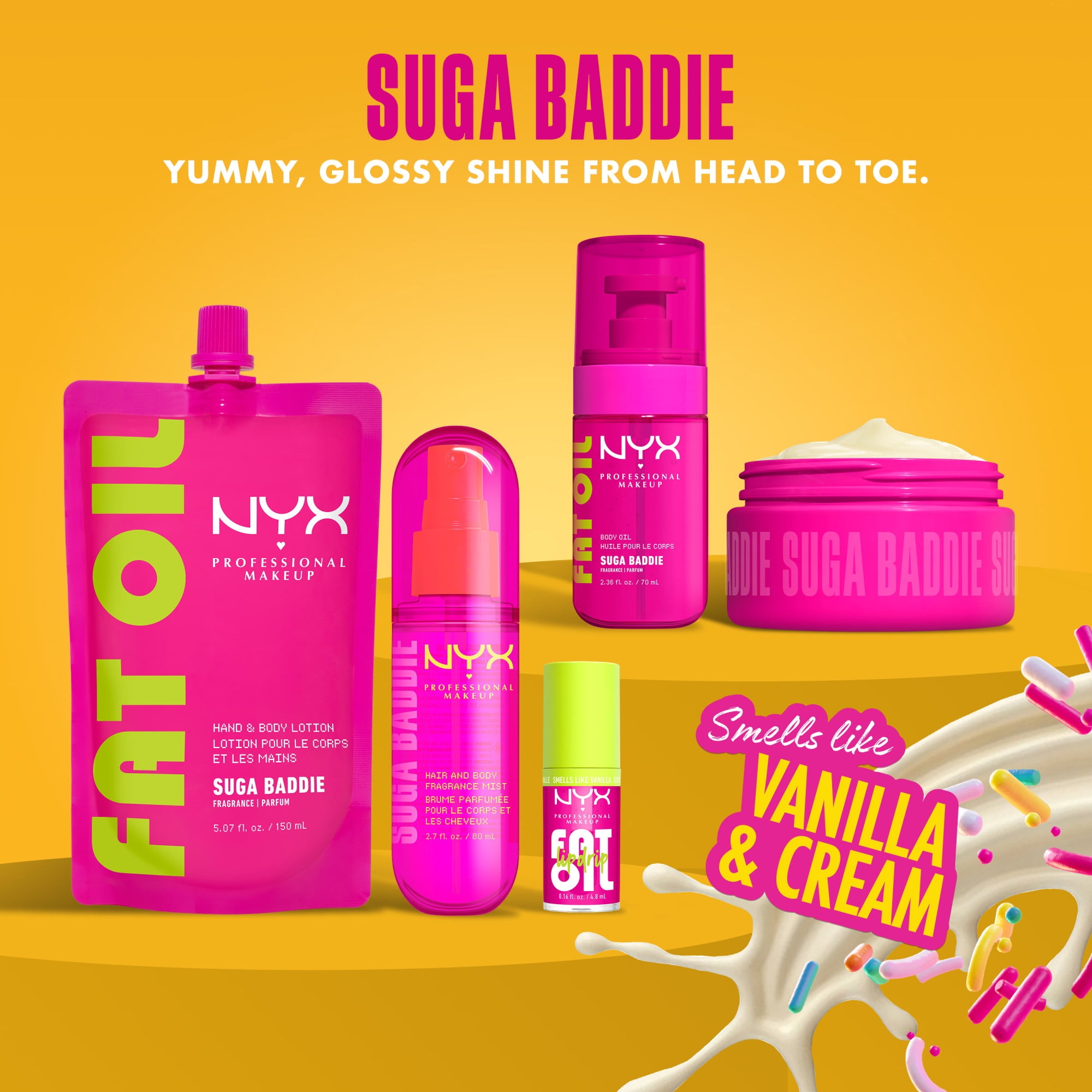 NYX Professional Makeup Brume corps & cheveux Parfum longue durée, Suga Baddie