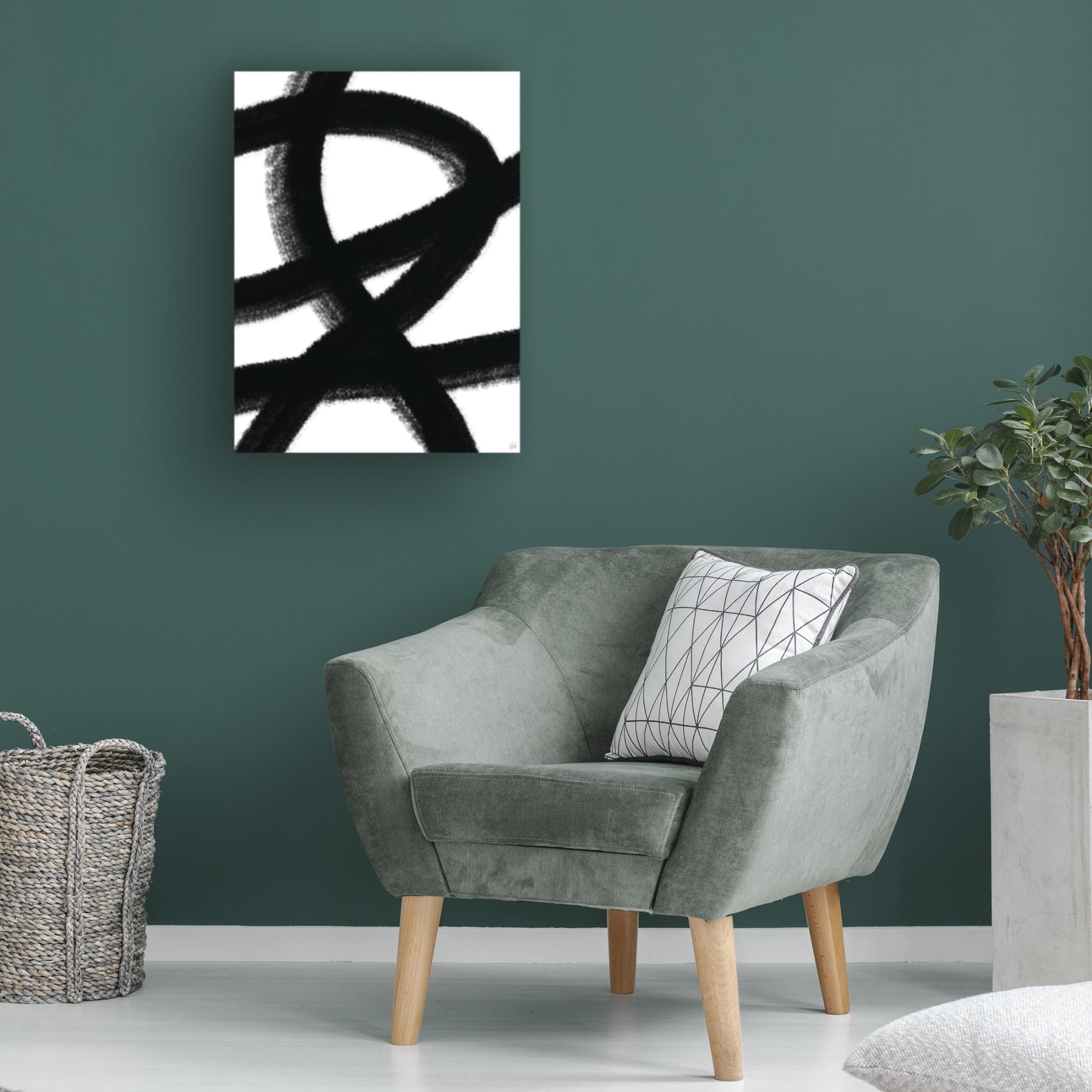 Canvas Wall Art - Line and Brush 'Big Brush 1' Wall Art for Living Room, Bedroom, or Office Décor by Trademark Fine Art - 35 x 47 Inches