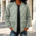 thumbnail image 2 of TRUNZI Women's Fleece Quilted Bomber Jackets Long Sleeve Zip Up Jackets for Fall Winter with Pockets, 2 of 3