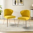 thumbnail image 2 of Home Velvet Dining Chairs Set of 2 Upholstered Wingback Accent Side Chairs Metal Legs Living Room Kitchen Yellow, 2 of 8