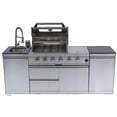 thumbnail image 6 of NG 46-Inch 4-Burner 72000 BTU Deluxe Stainless Steel Gas Outdoor Kitchen Bar Barbecue Island Grill Side B Rotisserie Granite Countertops Storage Cabinets & Drawers Stainless Steel Sink/Faucet, 6 of 25