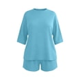 thumbnail image 5 of NominalSnug Womens Pajamas Sets Oversized Short Sleeve Top Elastic Waisted Shorts with Pockets Mathing Lounge Sets, 5 of 6