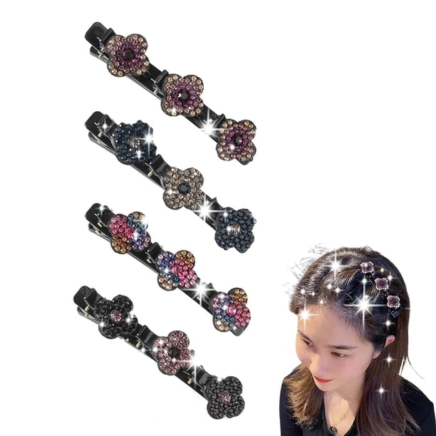 Pinzas para el cabello trenzadas con piedras de cristal brillantes, nuevas pinzas para el cabello trenzadas Simplicity 2024, pinzas para el cabello triples con diamantes de imitación, pinzas para el c