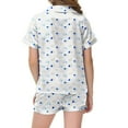 thumbnail image 5 of XUELUO Big Kids Outfit Set Short Sleeve Lapel Heart Pattern Top Shorts 2-Piece Sets Breathable Summer Cool Loungewear Sleepwear, 5 of 5