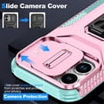 thumbnail image 4 of For iPhone 17 Slim Fit Shockproof Hybrid with Slide Camera Cover & Rotated Ring Kickstand, [Military-Grade] Phone Case For iPhone 17 6.3",Grey Green,For iPhone 17, 4 of 8