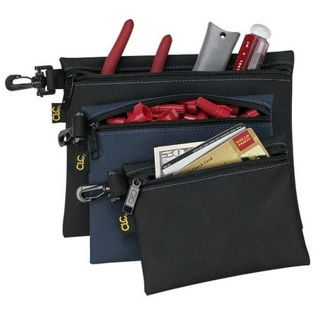 Custom Leathercraft 1100 3 Multipurpose Clip On Zippered Bags Set