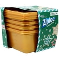 thumbnail image 4 of Holiday Storage Containers, Ziploc Square Plastic Containers with Lids, Medium, 2 Packs (4 Count Each Pack), Limited Edition Gold Color, 4 of 5