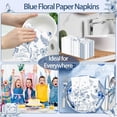 thumbnail image 7 of 100PCS Blue Floral Napkins Disposable Hand Towels for Bathroom 3 Ply Blue and White Paper Napkins Vintage Bird Flower Guest Napkins Chinoiserie Napkins for Spring Wedding Bridal Shower Cocktail Party, 7 of 7