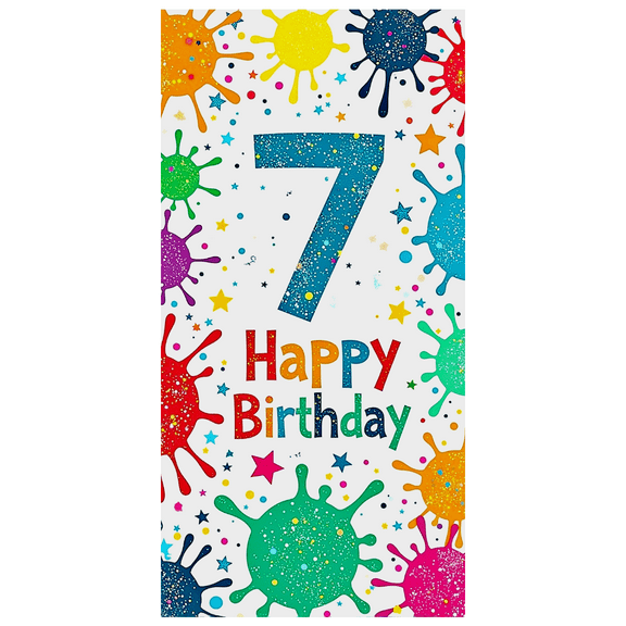 Colorful Balloon Themed 7th Birthday Backdrop Banner Party Decoration Background Photography Props for Birthday Party Celebrations Decor Happy Birthday Event Supplies