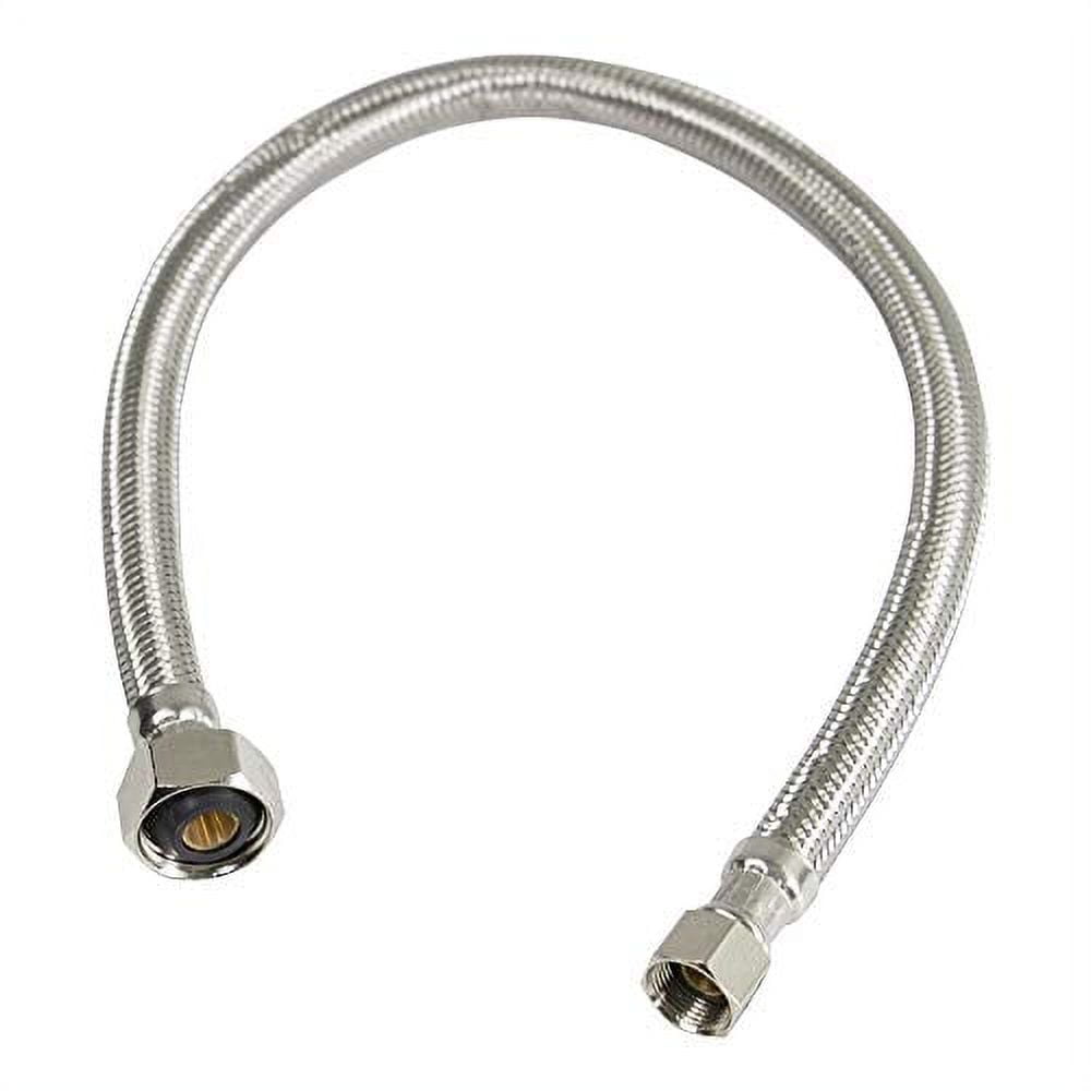 Highcraft 27124-NL Lead Free Stainless Steel Braided Faucet Supply Line with 1/2" IPS and 3/8" Compression Fitting, 24"