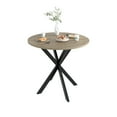 thumbnail image 3 of Modern 31.5 Inch Round Table, Brown , Metal Legs, Seats 2 - 4, Design Dining Color, Contemporary Style, 3 of 5