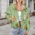 thumbnail image 3 of Jackets for Women Winter Coat Jackets Flannel Stand Collar Jacket(Floral Green Background Design,Size:S-4XL), 3 of 7
