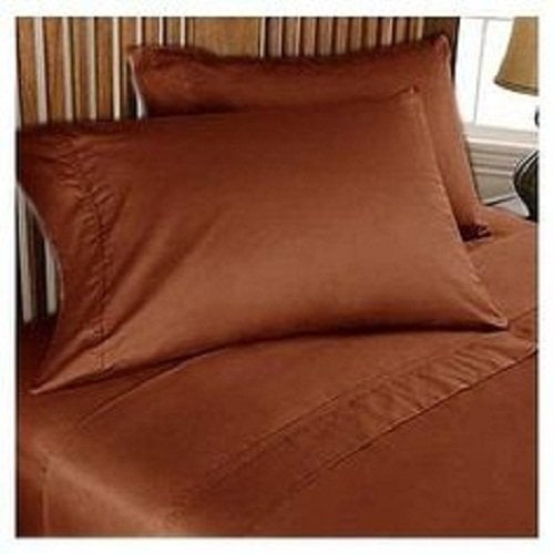 Linen Store 26-30 inches Extra Fit Deep Pocket Hotel Finish Adjustable Room 1-Piece- Fitted- Sheet Both Pattern Solid/Stripe 500 Thread Count 100% Pima Cotton (Full, Solid,Brick Red).