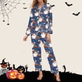 thumbnail image 4 of XIAOCHA Women Halloween Print Pajama Set Long Sleeve Button Down Sleep Pant Set, 4 of 5