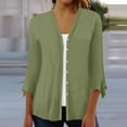 thumbnail image 2 of ZKIRBJV Summer Cardigans for Women Lightweight 3/4 Sleeve Plus Size Kimono and Dusters Open Front Shrug Cardigan Light Solid Color Dressy Casual Oversized Cardigans Green M, 2 of 6