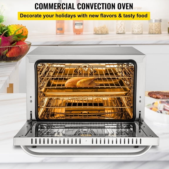 66 Liter Capacity 4-Tier Electric Baking Oven, 1800W Half Size Toaster with Front Glass Door & Accessory Kit (Trays, Racks, Clip, Gloves), 120V ETL