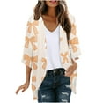 thumbnail image 2 of AGWOLF Women's Kimono Swimsuit Coverups Summer Beach Casual Loose 3/4 Length Sleeve Open Front Cardigans for Swimwear Orange,L, 2 of 5