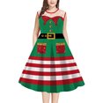 thumbnail image 1 of Pudcoco Robe pour Femme Style de Noël Motif Dentelle Sans Manches Robe Midi, 1 of 6