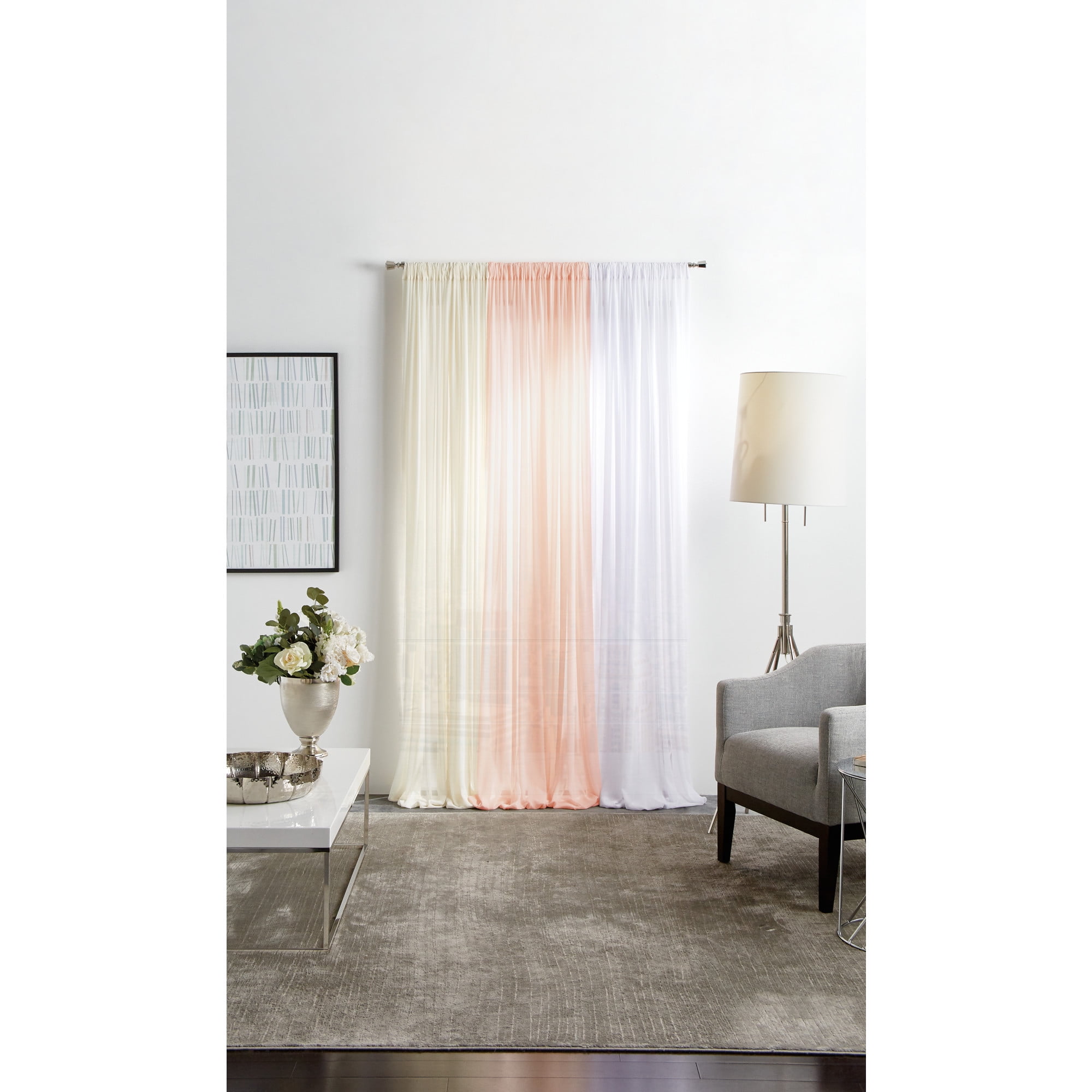Martha Stewart Glacier Sheer Curtain Panel Pair, White, Pole Top, Indoor, Adult, Set of 2, 50"x 84"