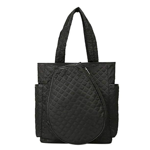 Bolsa de tenis, mochila de pickleball, tela de nailon, bolsillo con cremallera, bolsa para raquetas Negro