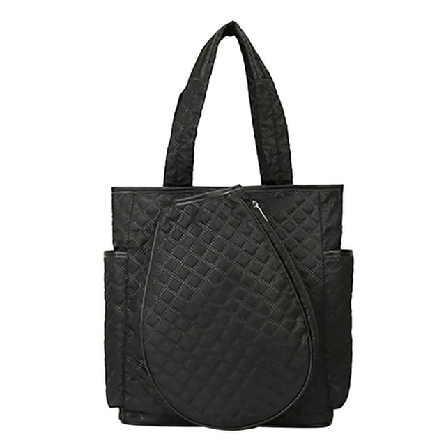 Lipstore Tennis Bag Racket Tote Seperate Compartment Portable Rackets Bag for Gym Man Black