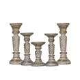 thumbnail image 2 of Gray Wash Mango Wood Set Of Five 12",9",6",9" & 12" Pillar Candle Holder for use, Living Room, Dinning Room, Study Room, Spa, Restaurants, Place Of Worship, etc, 2 of 4