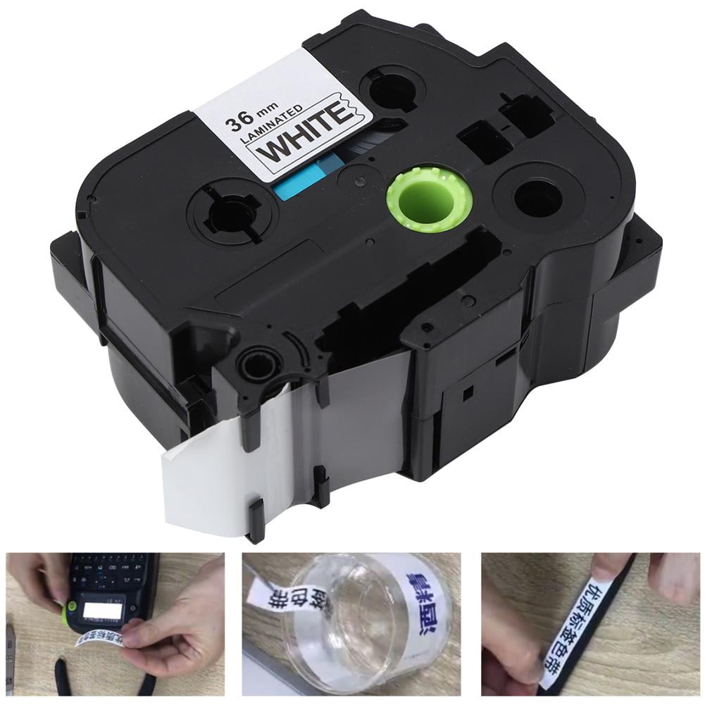 Tebru 36mm Laminated Label Tape Black on White Fits for Brother TZe261