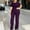 #0290-Purple, variant on Two Piece Plus Size Sets for Women High Neck Layered Waist Top Wide Leg Pants Elegant Casual Summer Outfits